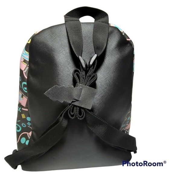 MTV Music Television Mini Backpack w/Zip Pocket Black Multi 10.5\